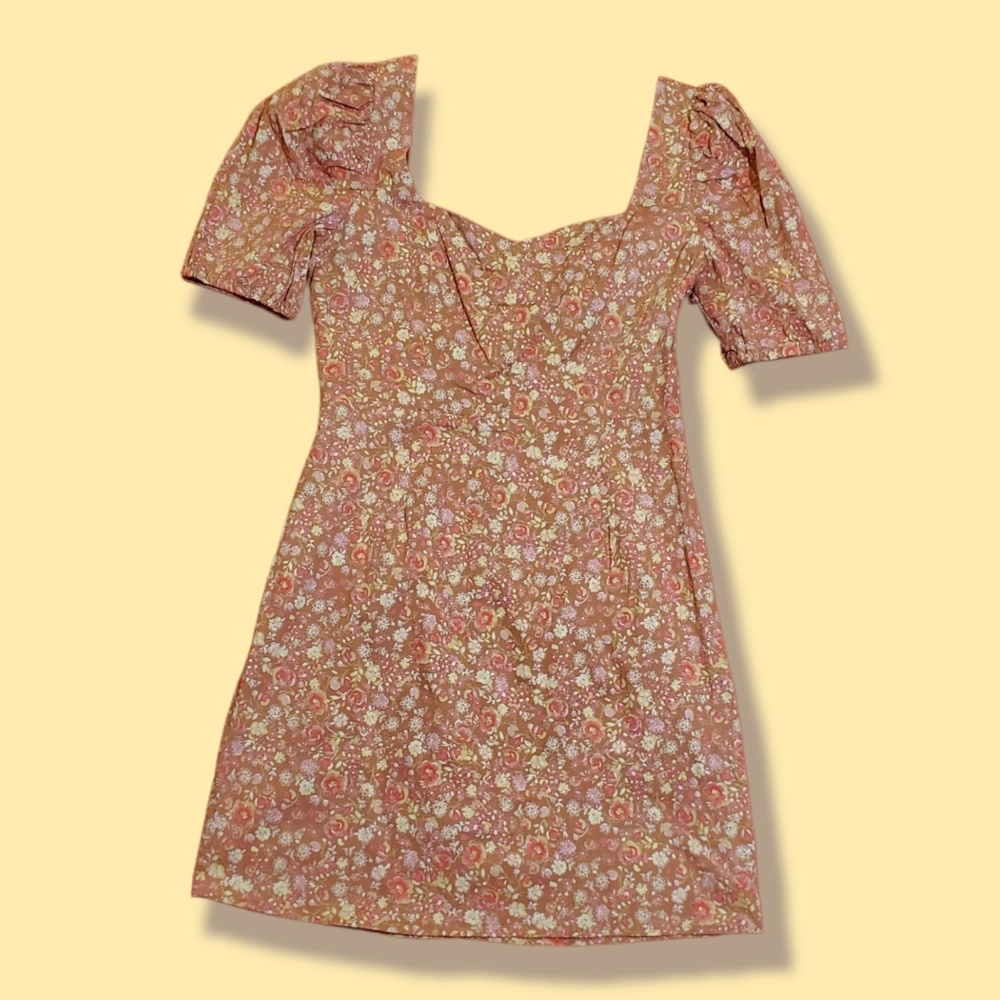 AUW Pink and Yellow Ditsy Floral Dress